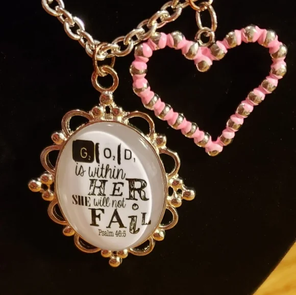 Plunder Retired Religious Saying Necklace with Earrings - Picture 5 of 8